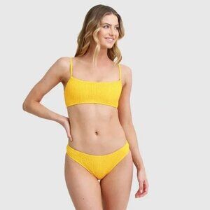 NWT Mosmann yellow lined ribbed bikini top and bottom set, M